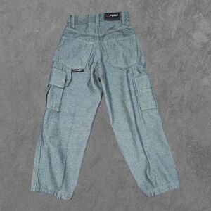 VINTAGE Fubu Jeans Womens 8 Grey Cargo Stretch Denim Y2K Streetwear